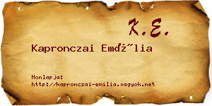 Kapronczai Emília névjegykártya