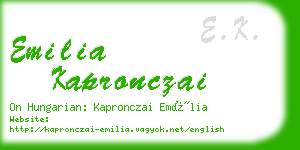 emilia kapronczai business card